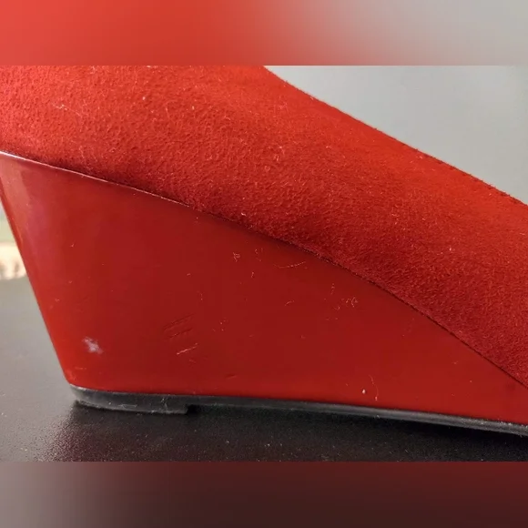 Red Suede Wedges - Picture 4 of 5
